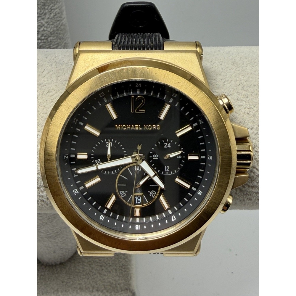 Michael Kors MK-8325 New Battery Mens Watch 48MM 8.5" Black Silicone Band
